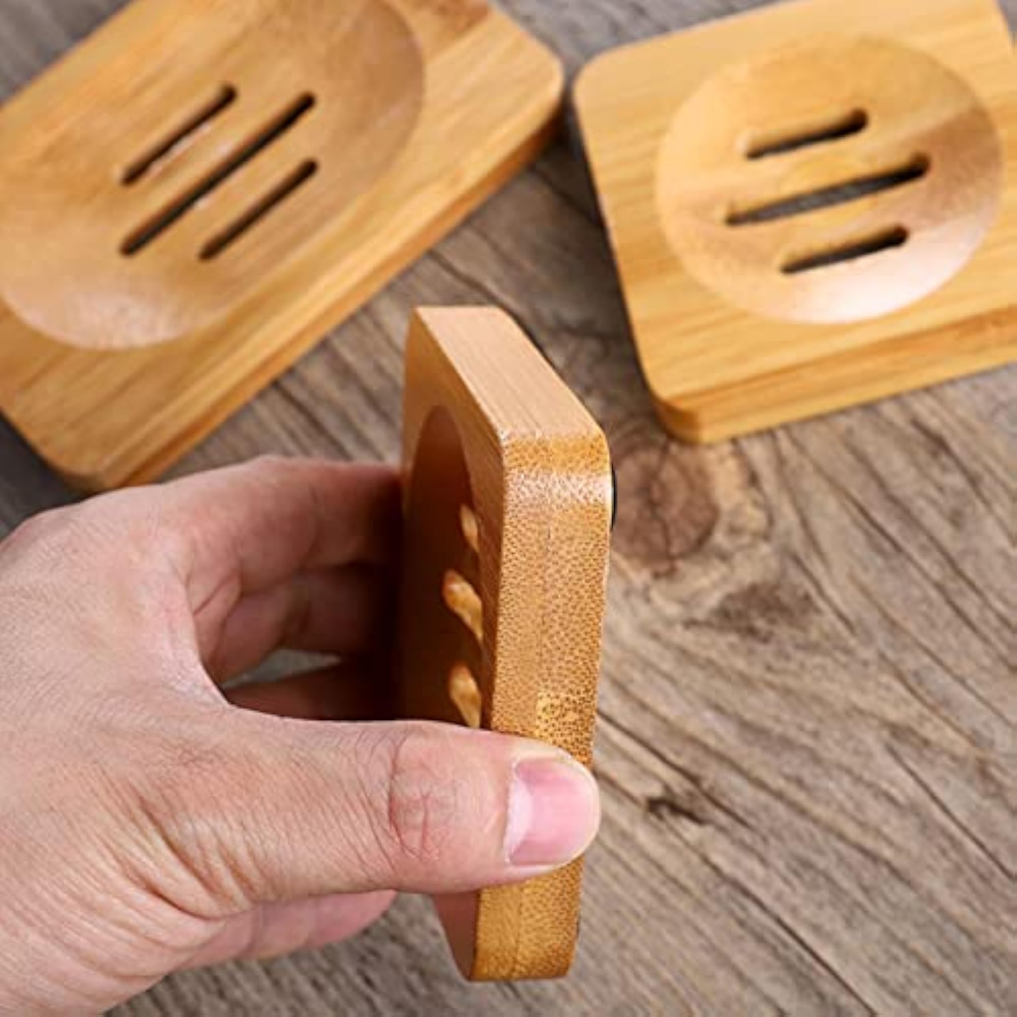 Bamboo Soap Rack Tray for Bath Kitchen, Round